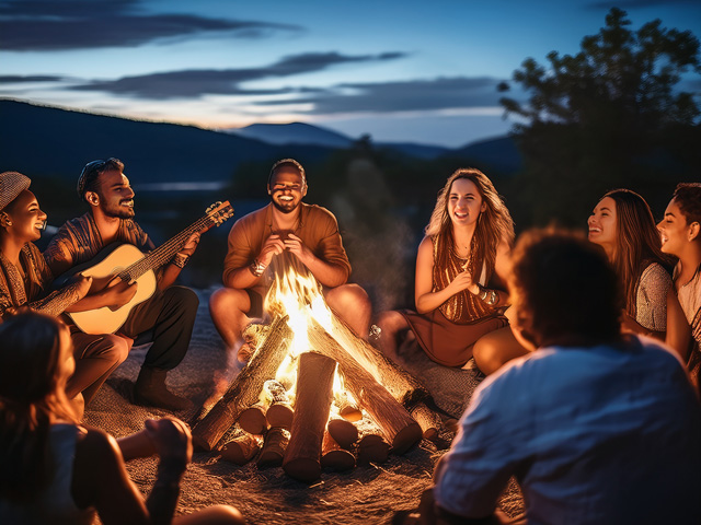 evening fire community singing